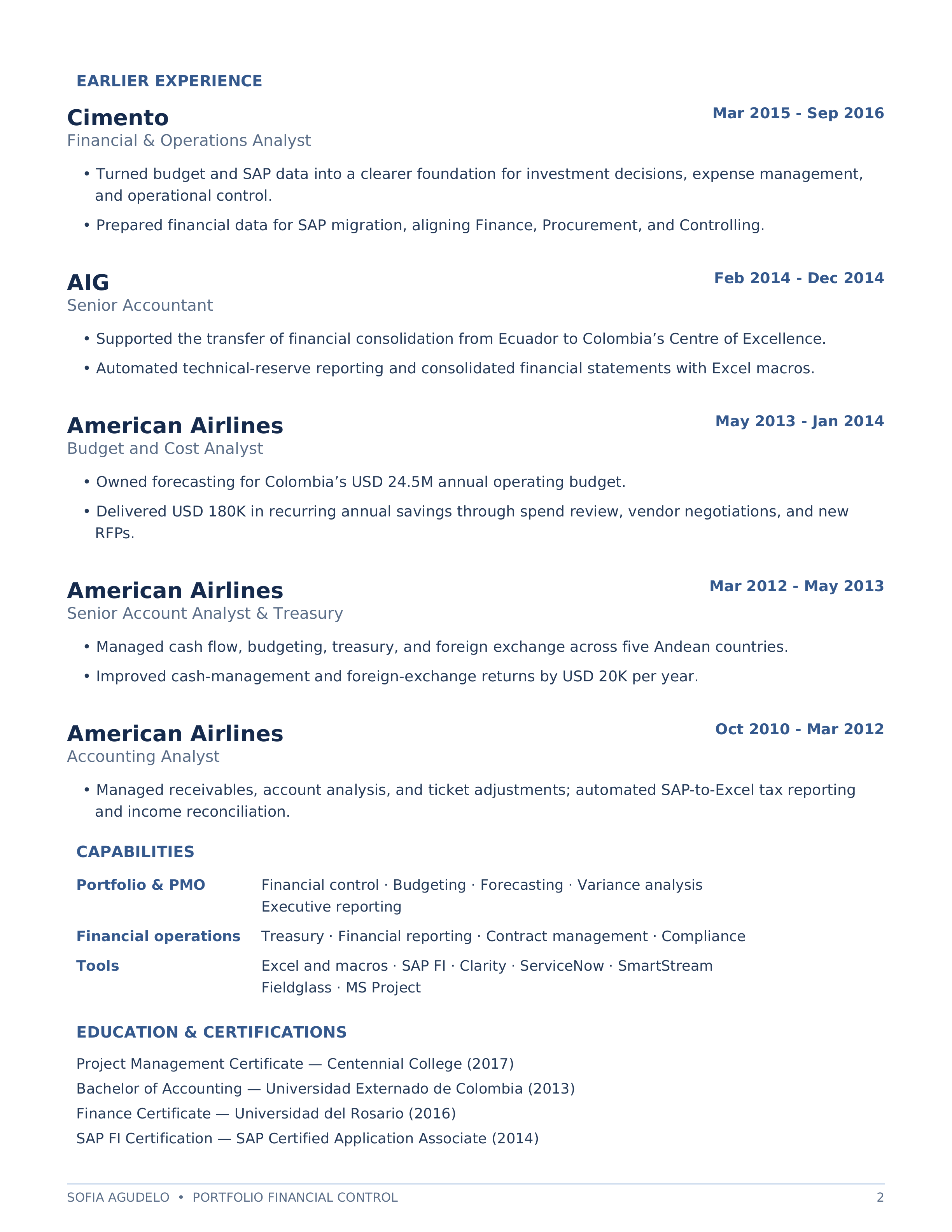 Sofia Agudelo resume, page 2
